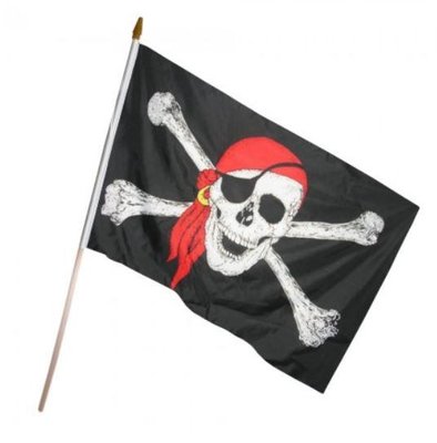 Флаг пиратский с ручкой (55см) Веселый Роджер (45*30 см)ABC FP-0014 фото