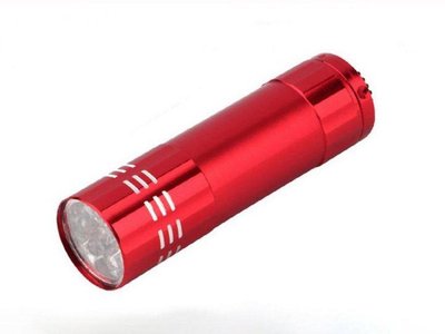 Фонарик на батарейках металл ААА ABC фонарь 9 диодов красный 2 фото
