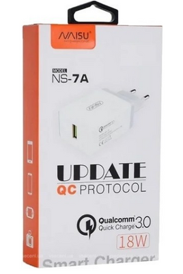 Сетевое зарядное устройство Type-C Naisu NS-7A 18W Qualcomm Quick Charge 3.0 White NAISUNS7ATC18W фото