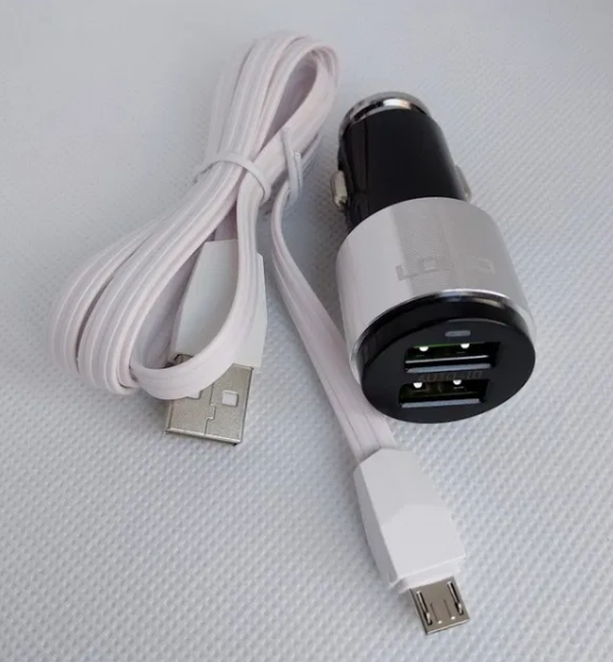 Автомобільний зарядний пристрій 4.2 A 2 USB з кабелем MicroUSB LDNIO C403 Чорне LDNC403B фото