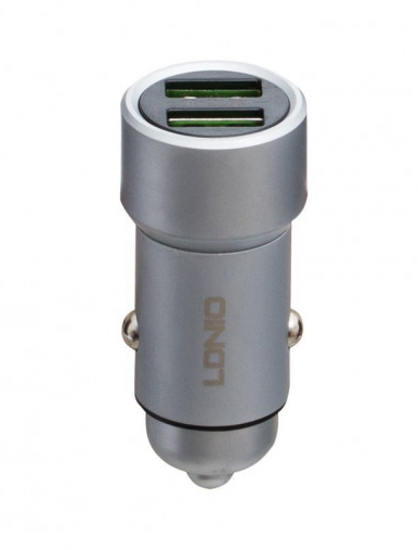 Автомобільний зарядний пристрій 3.6 A з кабелем Lightning LDNIO C302 Сріблястий LDNC302LS фото