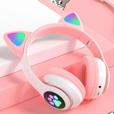 Беспроводные детские Bluetooth наушники с кошачьими ушками и цветной подсветкой Cat (Розовые) ABC 1971850066 фото