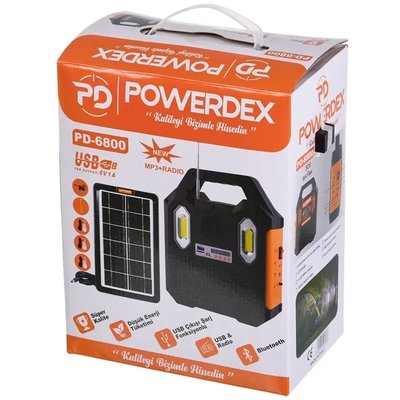 Powerdex PD-6800 FM/USB/Bluetooth Багатофункціональний ліхтар Переносний ліхтар із сонячною панеллю ABC 1715793858 фото