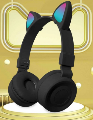 Бездротові Bluetooth-навушники зі світними котячими вушками Cat Ear BK-38M Чорні CATEARBK38MB фото
