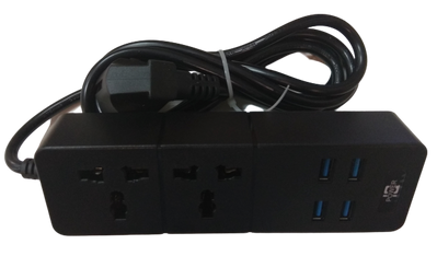 Мережевий фільтр подовжувач на 2 розетки та 4 USB 3.1 A Power Socket TB-T07 Чорний PSTBT07B фото