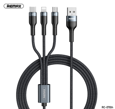 USB кабель Remax Sury 2 Series 3-in-1 RC-070th Lightning/microUSB/Type-C 1.2 m Black RMXSRRC070THBB фото