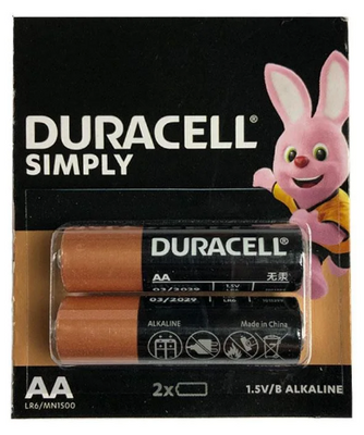 Батарейка Duracell Simply Alkaline LR6 AA 1.5V (2 шт.) DURACELLSIMPLYALKLR6AA фото