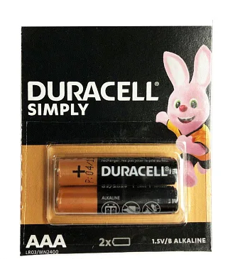 Батарейка Duracell Simply Alkaline LR03 AAA 1.5V (2 шт.) DURACELLSIMPLYALKLR03AAA фото