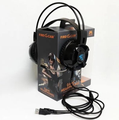 Ігрові навушники з мікрофоном і LED-підсвіткою FIRECAM X-9MAX чорні X-9MAX фото