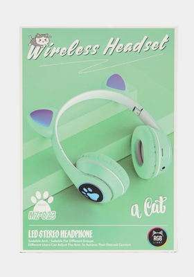 Навушники бездротові з котячими вушками та підсвіткою зелені ABC 1805436631 фото