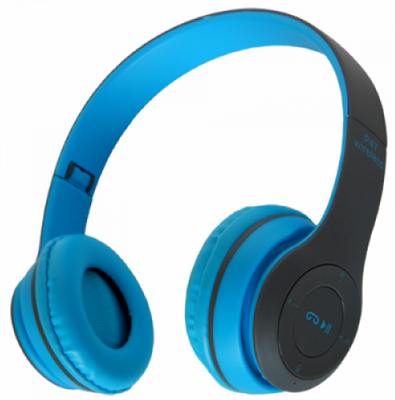 Бездротові Bluetooth-навушники з радіо та функцією плеєра P47 Блакитні BTP47BL фото
