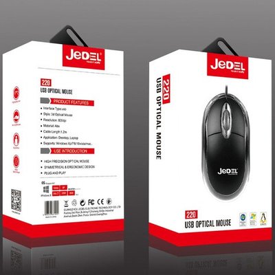 Миша дротова Jedel 220 wired USB Black для комп'ютера мишка оптична Міні 1749116649 фото