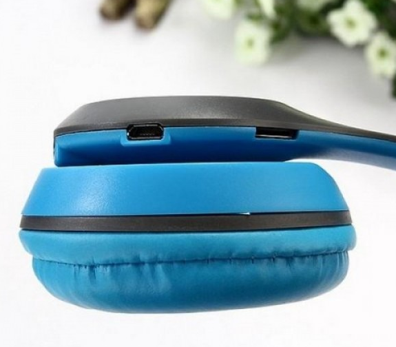 Бездротові Bluetooth-навушники з радіо та функцією плеєра P47 Блакитні BTP47BL фото