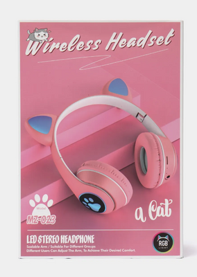 Наушники беспроводные с кошачьими ушками и подсветкой розовые ABC 1805436802 фото