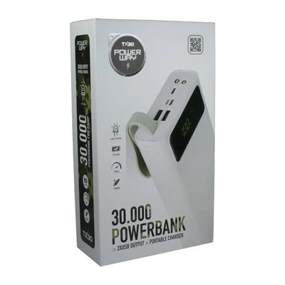 Универсальна мобильна батарея Павербанк Power Bank Power Way TX30 30000 mAh з лампою - ліхтарем 1718988496 фото