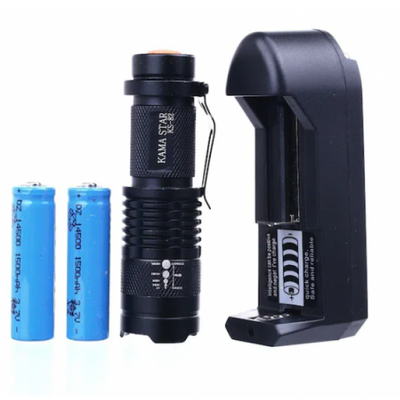 Аккумуляторный фонарик с 1 (+1 запасной аккум) Star KM-82 с диодом Cree Q5 ABC черный 1732897399 фото