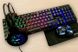 Игровой комплект 4 в 1 Cyberpunk клавиатура + мышка + наушники + коврик черный 710 фото 1