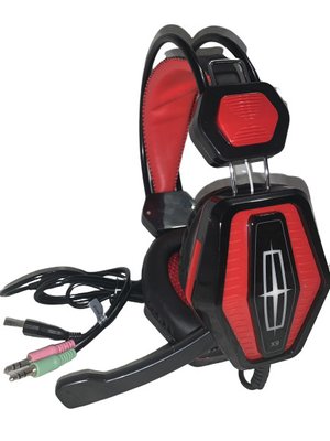 Ігрові навушники з мікрофоном і LED-підсвіткою FIRECAM X-9MAX чорні/червоні X-9MAX фото
