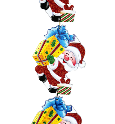 Гірлянда пінопластова з блискітками Санта з подарунком 78 см ABC 2009200056 фото