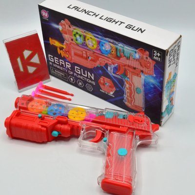 Прозорий інтерактивний іграшковий пістолет із липучками Червоний Gear Light Gun ABC 1683314754 фото