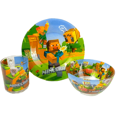 Детская стеклянная посуда Майнкрафт Детский набор посуды Minecraft ABC 00-120 фото