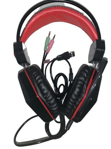 Ігрові навушники з мікрофоном і LED-підсвіткою FIRECAM X-9MAX чорні/червоні X-9MAX фото