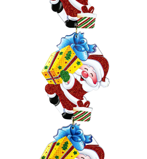 Гірлянда пінопластова з блискітками Санта з подарунком 78 см ABC 2009200056 фото