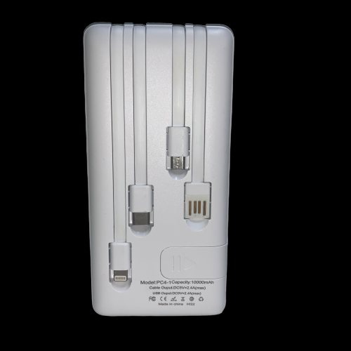 Павер банк із кабелями батарея Power Bank Power 10000 mAh 2.4A з ліхтариками OX POWER ABC білий 5453452525 фото