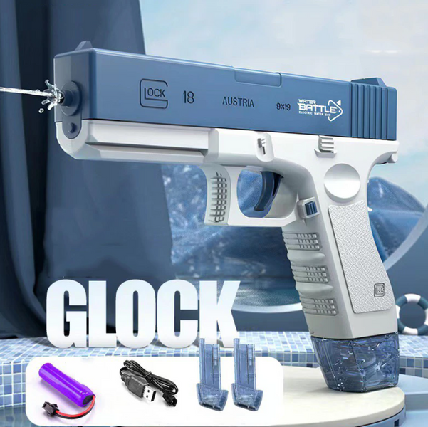 Водяний пістолет Glock електричний, заряджання USB + Великий магазин Синій ABC 1877285794 фото