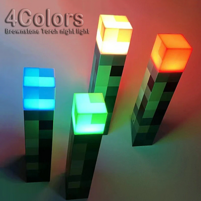 Ночник Факел Майнкрафт 28 см аккумуляторный USB Minecraft ABC горит 4 цветами 1877297029 фото