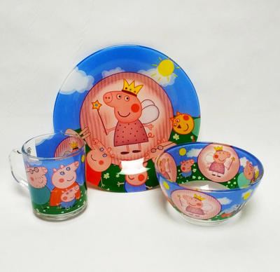 Детская стеклянная посуда Свинка Пеппа Детский набор посуды ABC 00-120 фото