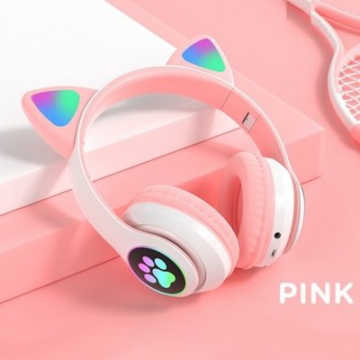 Беспроводные Bluetooth наушники со светящимися кошачьими ушками ABC розовые CATEAR1 фото
