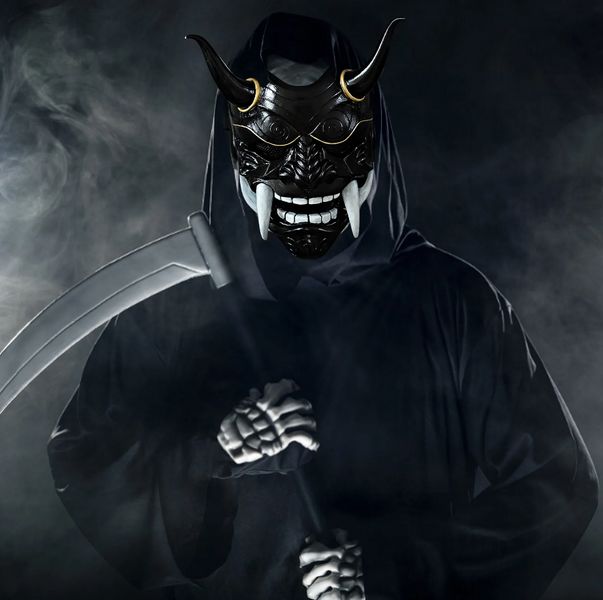 Японська маска Демонів латексна ABC чорна 2123145818 фото