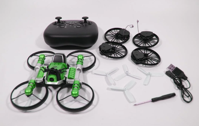 Радиоуправляемый дрон-трансформер с камерой 2 в 1 квадрокоптер-мотоцикл Leap 550 mah Зеленый LEAPG фото