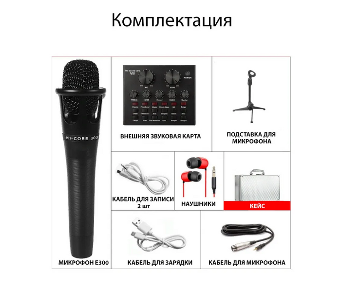 Студийный микрофон с триногой в кейсе CX-300 ABC черный BO300 фото