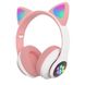 Бездротові Bluetooth-навушники зі світними котячими вушками ABC рожеві CATEAR1 фото 2