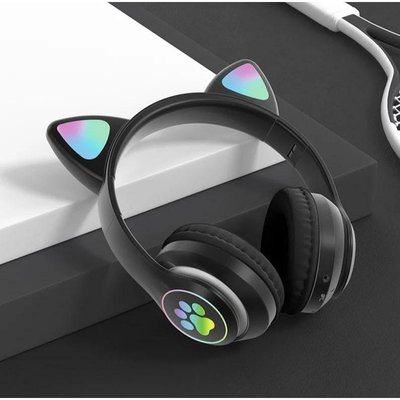 Бездротові Bluetooth навушники зі світними котячими вушками ABC чорні CATEAR1 фото