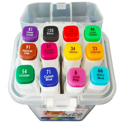 Набор Скетч-маркеры 12 цветов двусторонние пулевидный и скошенный наконечник ABC MARKERDS12 фото