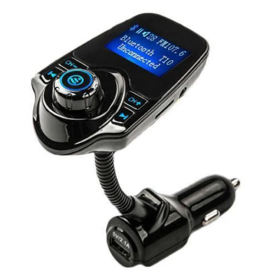 Автомобільний трансмітер FM Модулятор з підзарядкою CarW T10 Bluetooth + USB + MicroSD Чорний CARWT10B фото