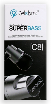 Вакуумні навушники з мікрофоном Celebrat C8 Super Bass Чорні CLBRTC8B фото