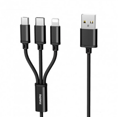 USB кабель Remax Gition Series RC-131th 3-in-1 Lightning/microUSB/Type-C 1m Black RMXGTNRC131THB фото