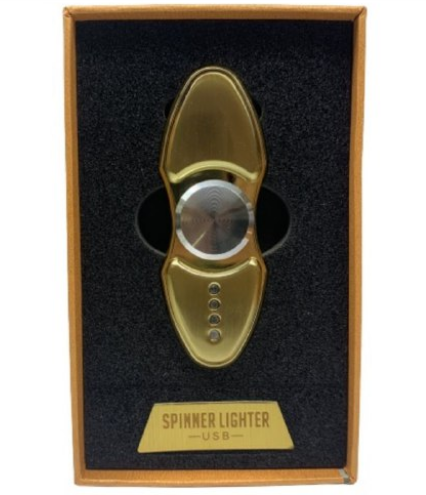 USB зажигалка-спинер с подсветкой электронная спиральная LIGHTER VIP Club Spin Light Золотистая LVCSPNLG фото
