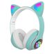 Бездротові Bluetooth навушники зі світними котячими вушками CAT AKS-28 Зелені CATEAR1 фото 2