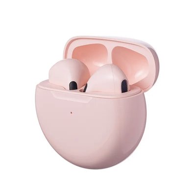 Бездротові навушники блютус з мікрофоном в кейсі Pro 6 TWS рожевий ABC 1830525309 фото