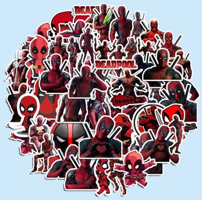 Огромный набор виниловых наклеек Дедпул Deadpool 1 (50шт ) ABC 1686252716 фото