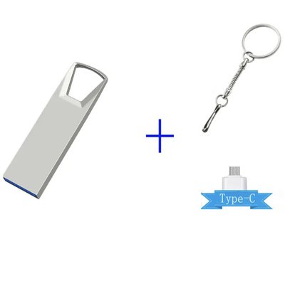 USB-флешка метал Flash Drive 2 тб 2.0 + Type-C перехідник ABC Срібло TGCWTG0118GBWH фото
