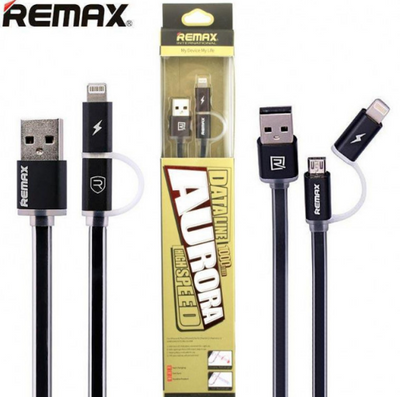 USB-кабель Remax Aurora RC-020t 2in1 Lightning-microUSB Чорний RMXRC020TB фото