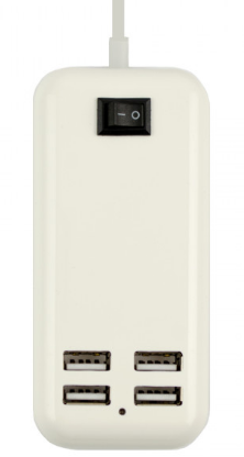 Мережевий зарядний пристрій Hub 15 W USB Power Adapter 4 порти 3 А Білий 15W4USB3A фото