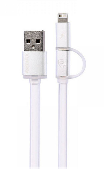 USB кабель Remax Aurora RC-020t 2in1 Lightning-microUSB Белый RMXRC020TW фото