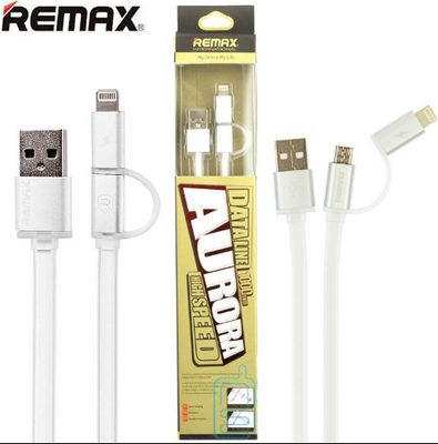 USB-кабель Remax Aurora RC-020t 2in1 Lightning-microUSB Білий RMXRC020TW фото